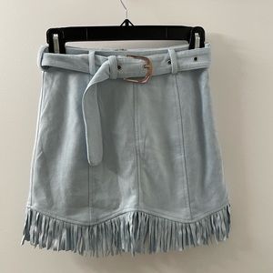 Kittenish Fringe Belted Blue mini skirt - XS